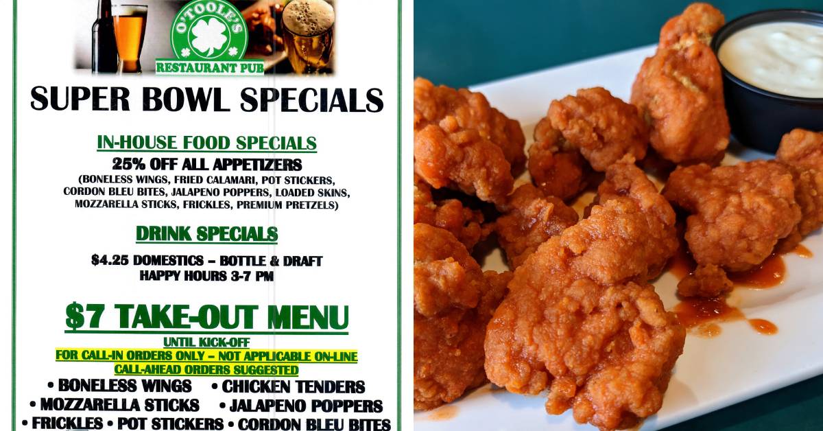 o'toole's big game specials and wings