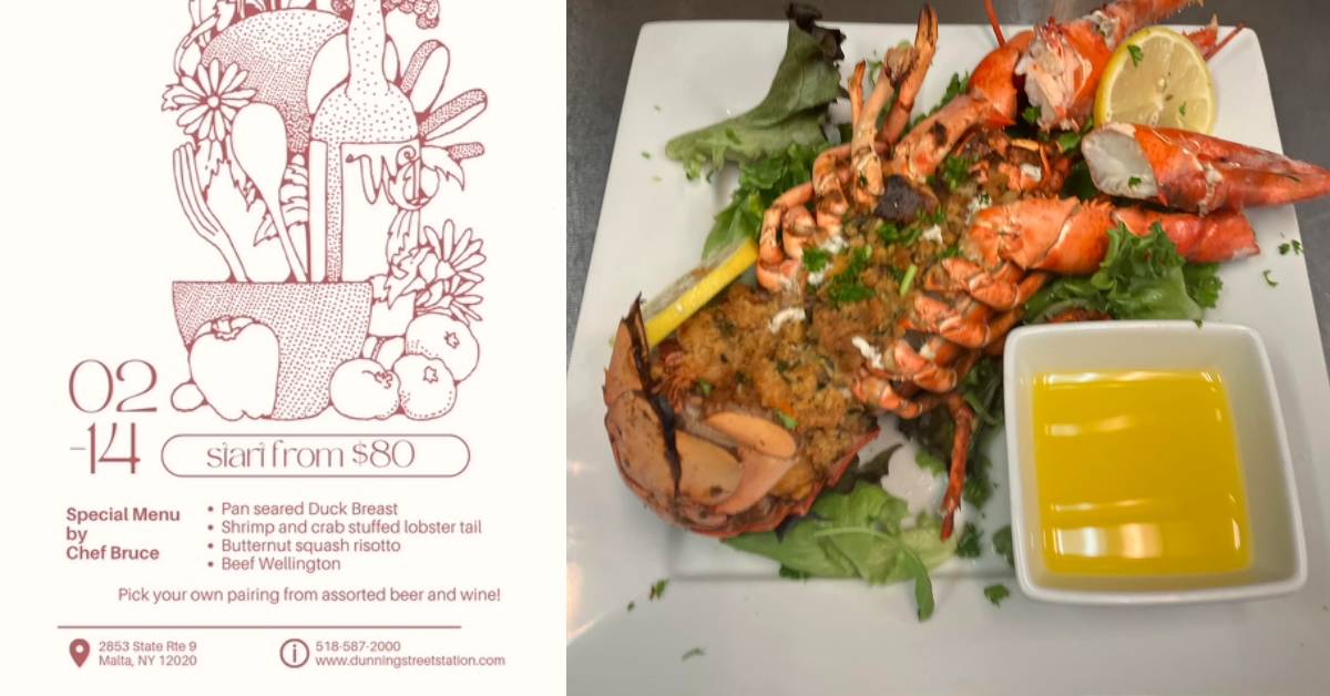 menu and stuffed lobster