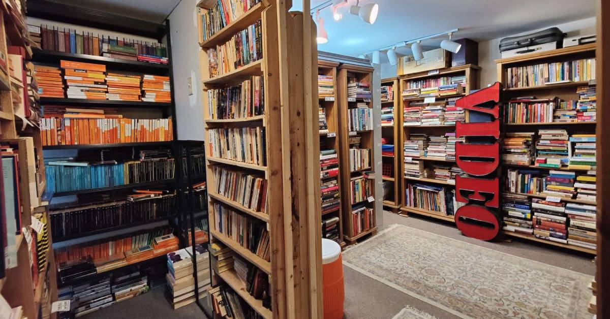 bookstore with various shelves