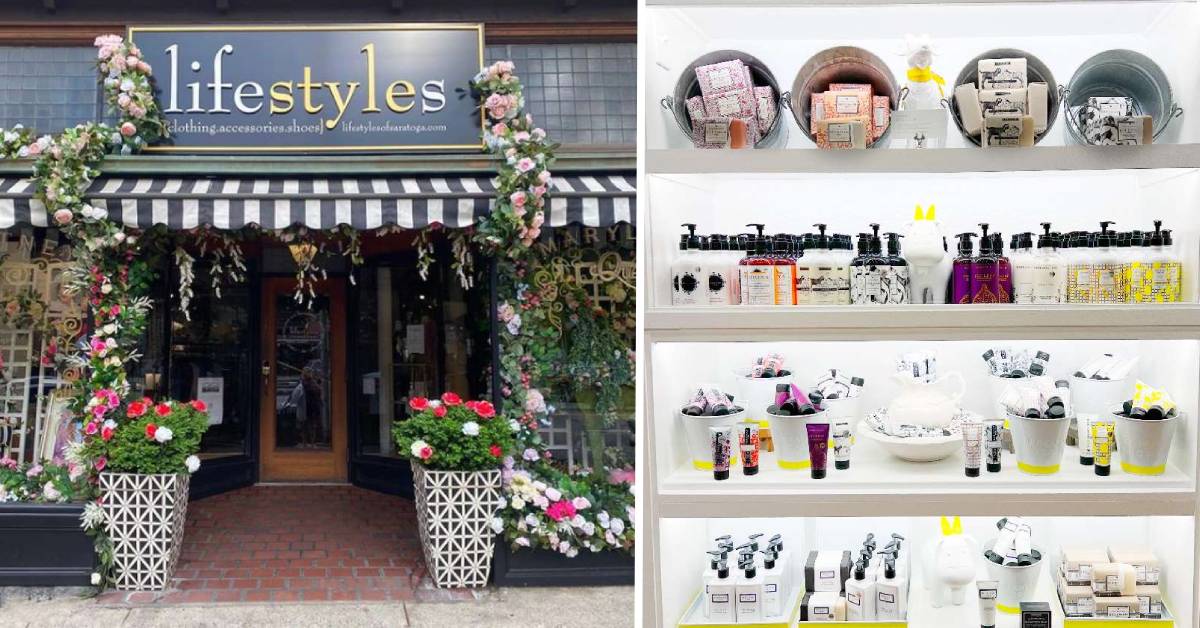 An image of Lifestyles of Saratoga entrance to the left. An image of their hygienic products to the right