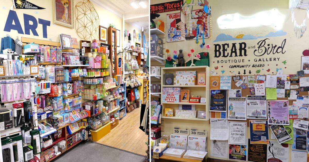 Books and other stationary items on display.