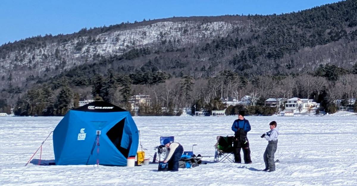 ice fishing on lake george