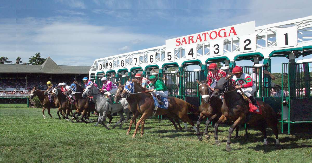 horses racing on turf at Saratoga