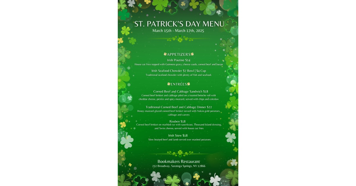 st patrick's day menu