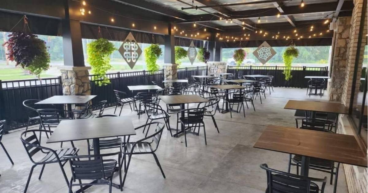 Outdoor patio at The Flats