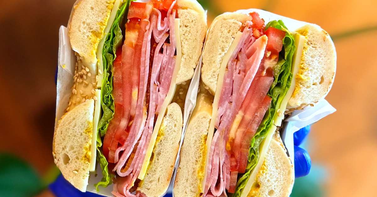 a sandwich split open