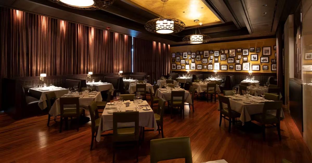 the interior of an upscale dining room