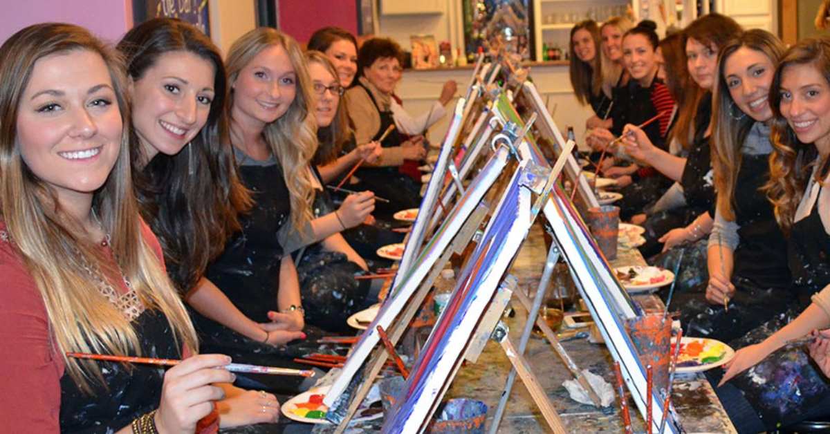 people at a paint and sip