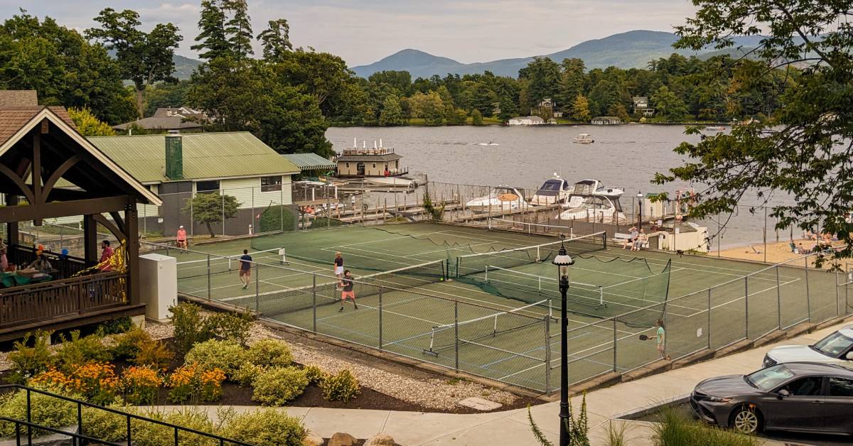 pickleball courts by beach in bolton landing