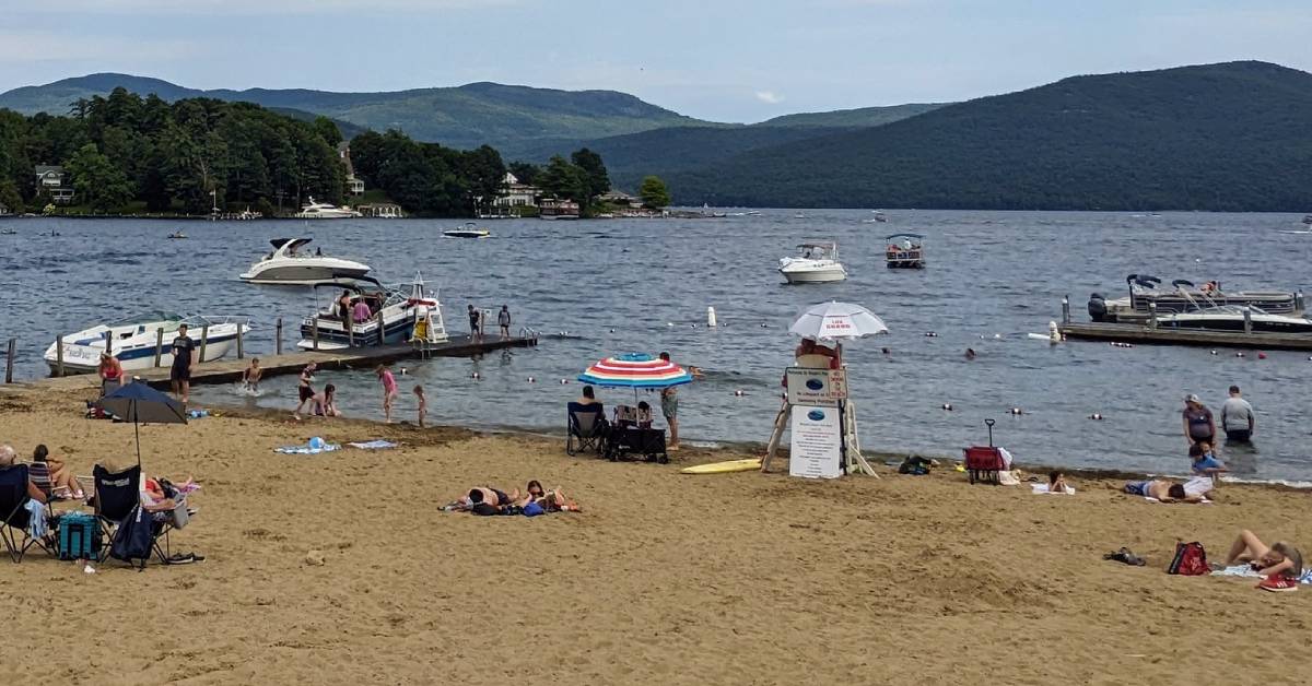 rogers memorial park beach in bolton landing
