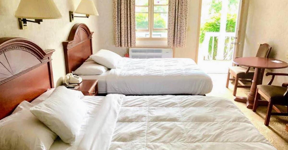 hotel room with two beds