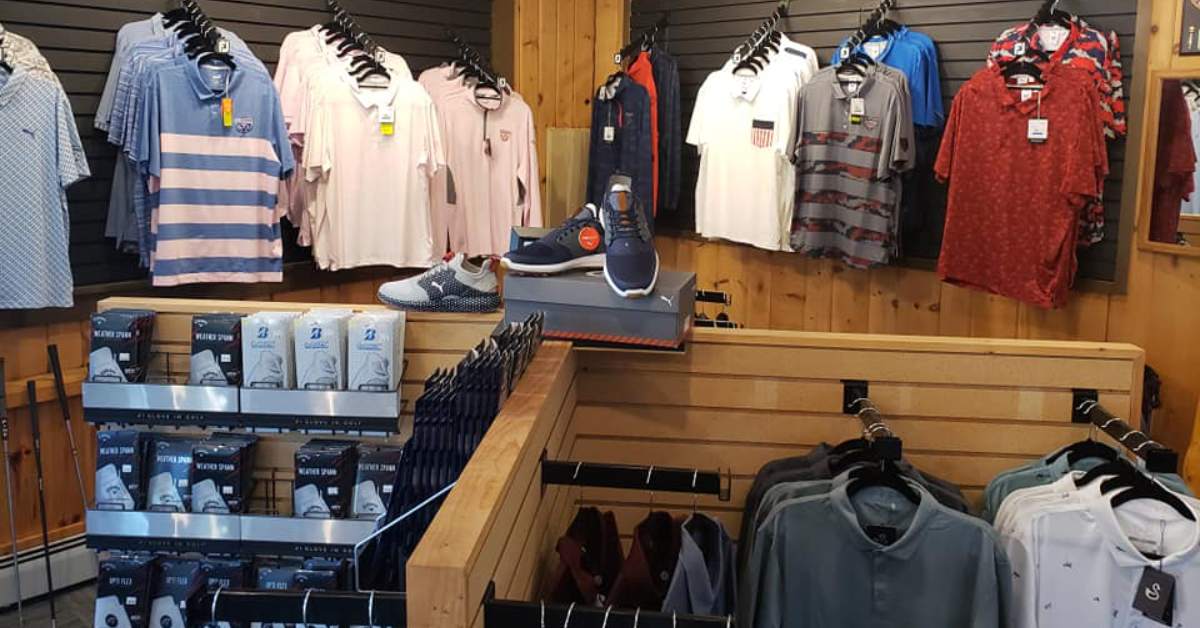golf attire in a store
