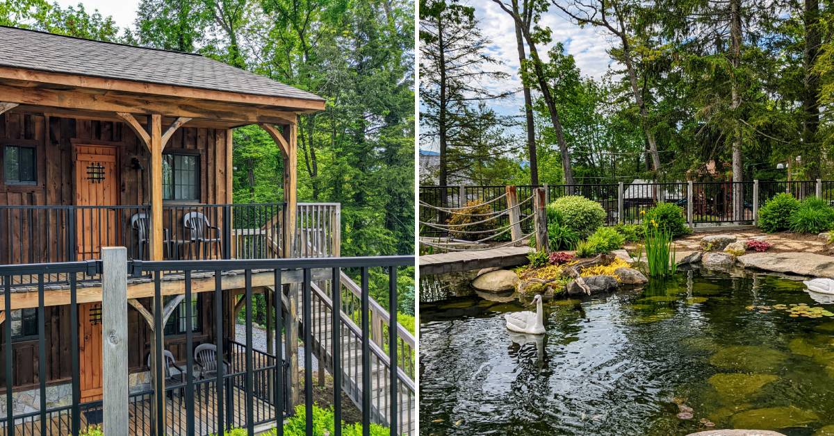 lodging and pond at blue water manor