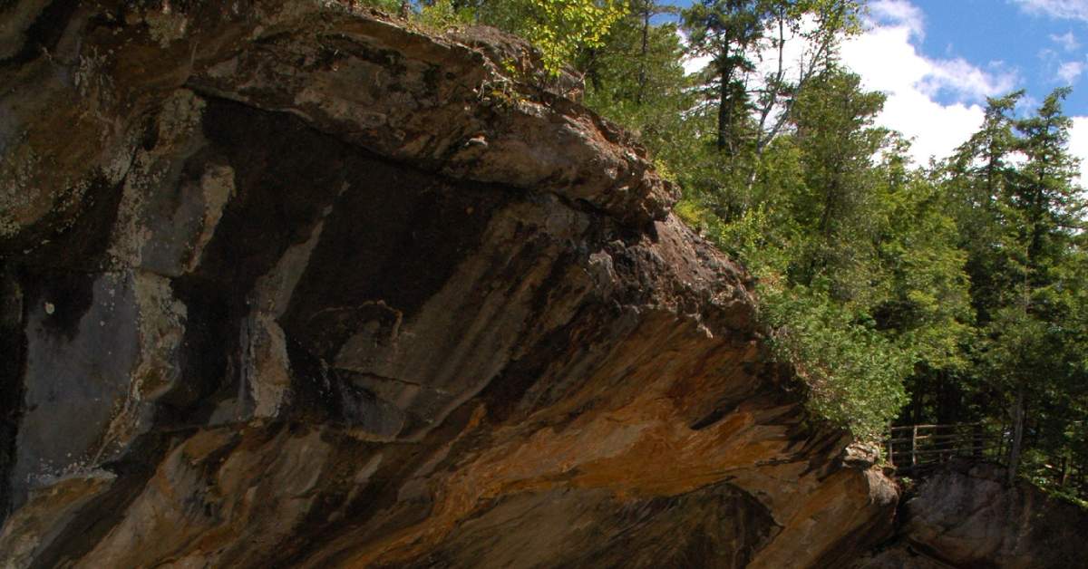 front view of a rocky cave face