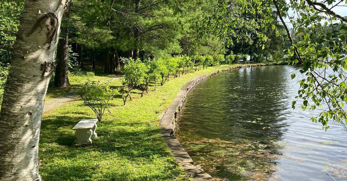 walking path by lake at the sembrich