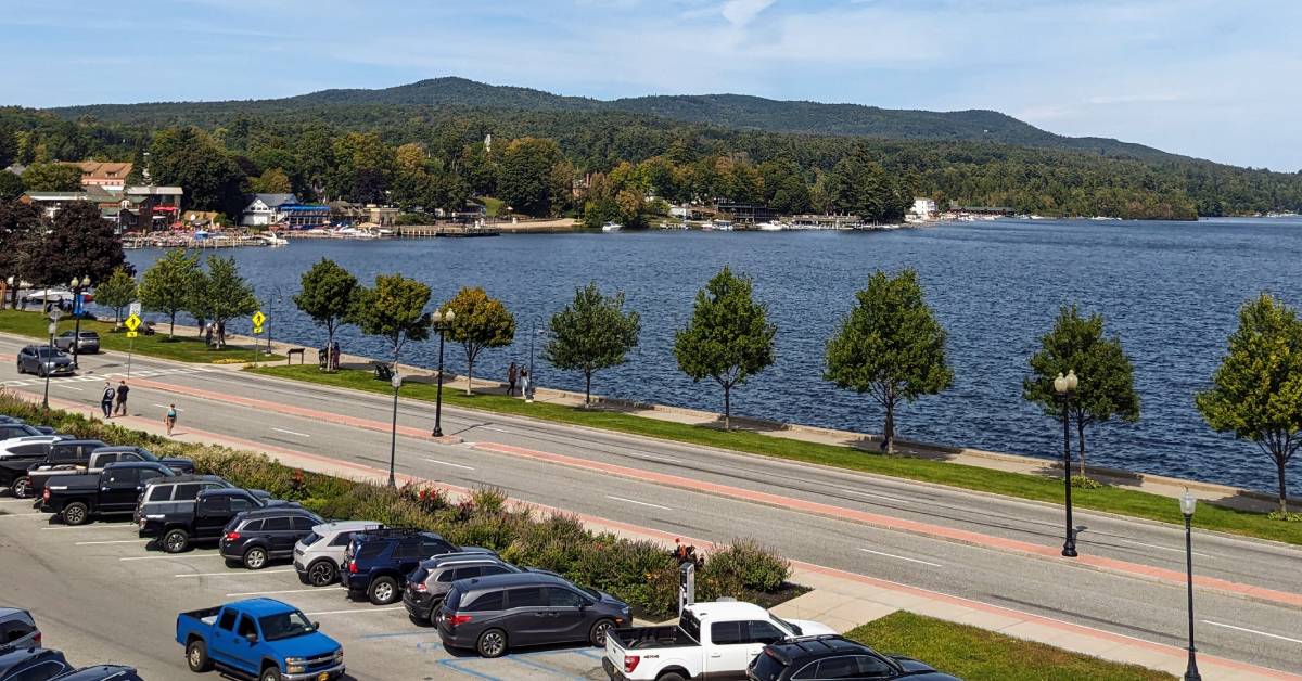 view of lake george from fort william henry museum