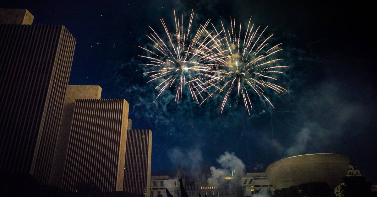 fireworks in the sky over albany