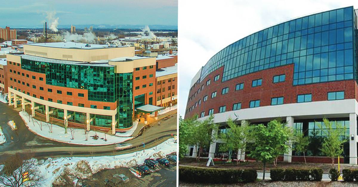 two exterior images of glens falls hospital