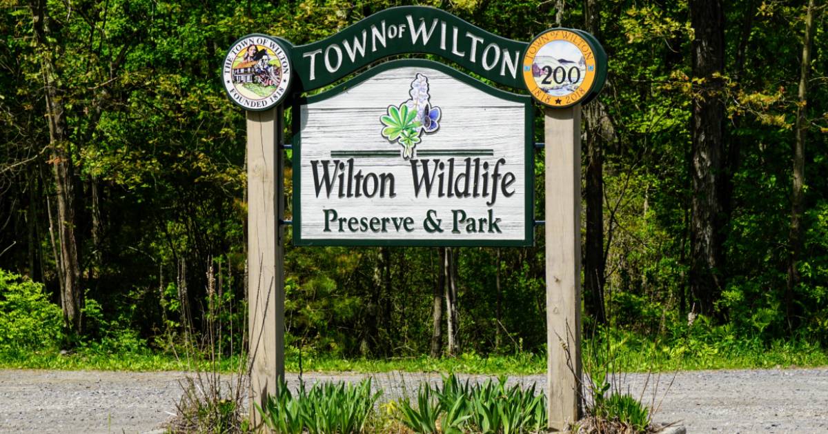 Wilton Wildlife Preserve & Park sign