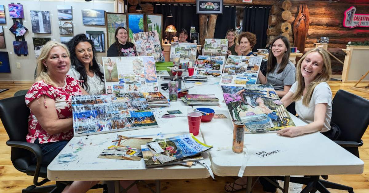artists at a table
