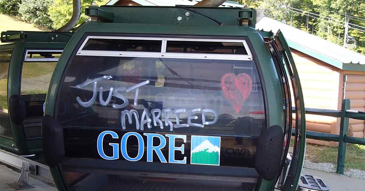 A decorated gondola at Gore