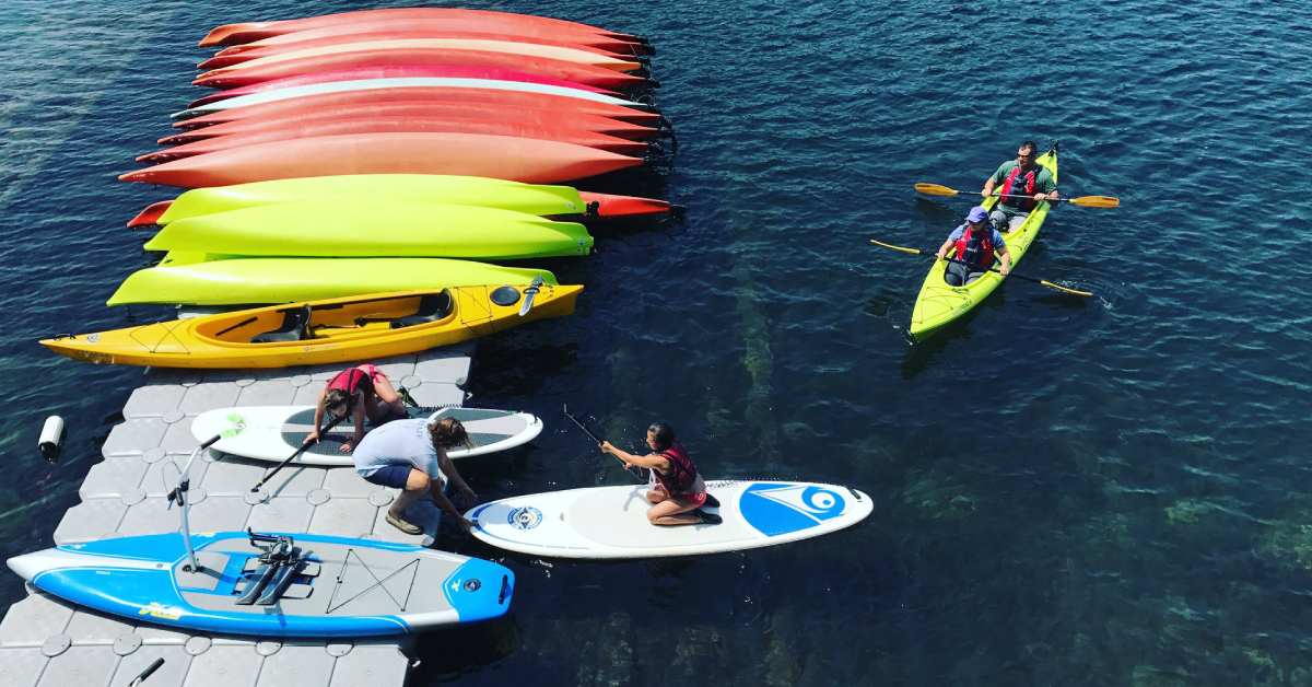 aerial view of kayak and SUP launch area