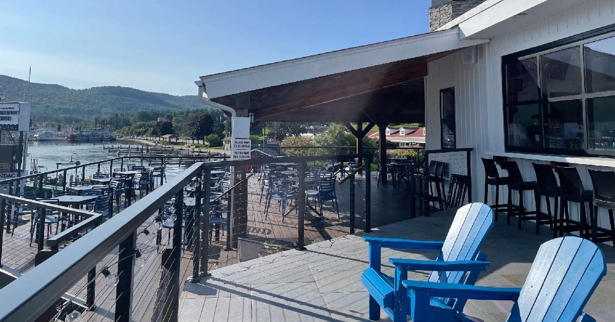 Patio with Adirondack Chairs Overlooking the Lake 