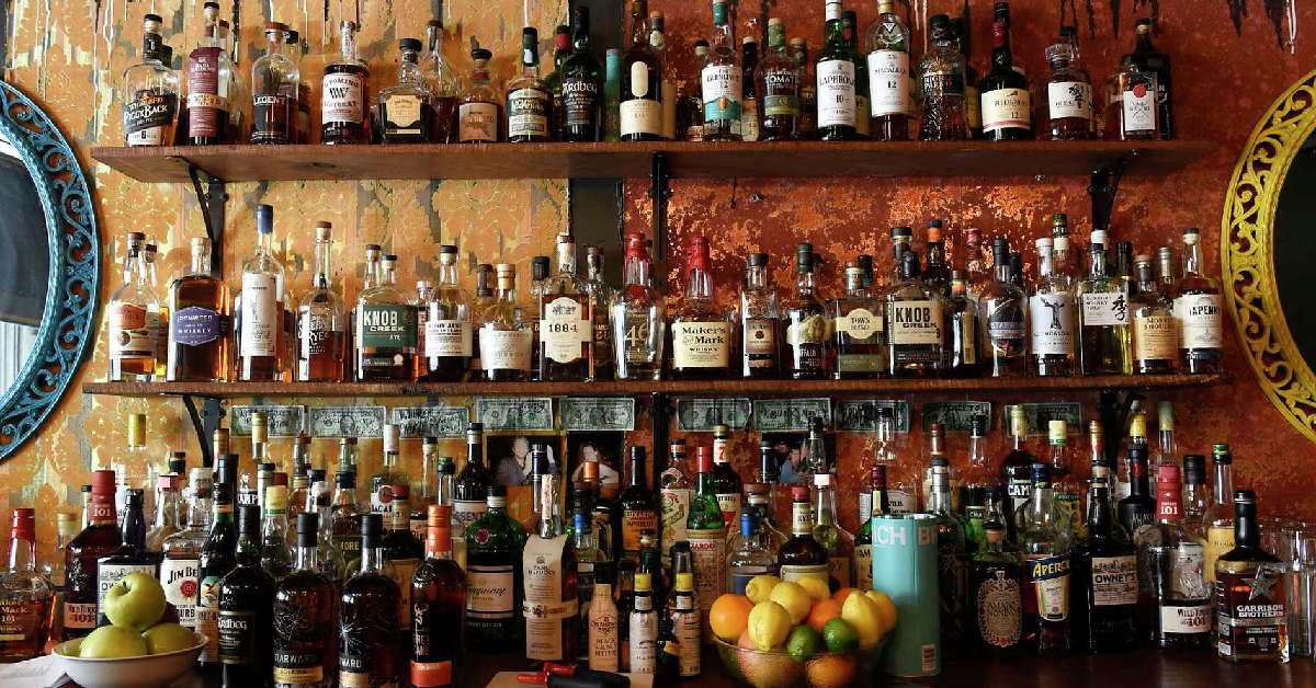 The assortment of bourbon and whiskey they have