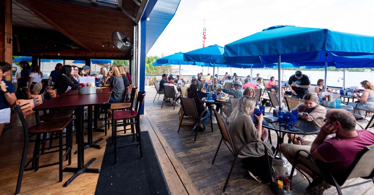 restaurant that opens up to a patio deck