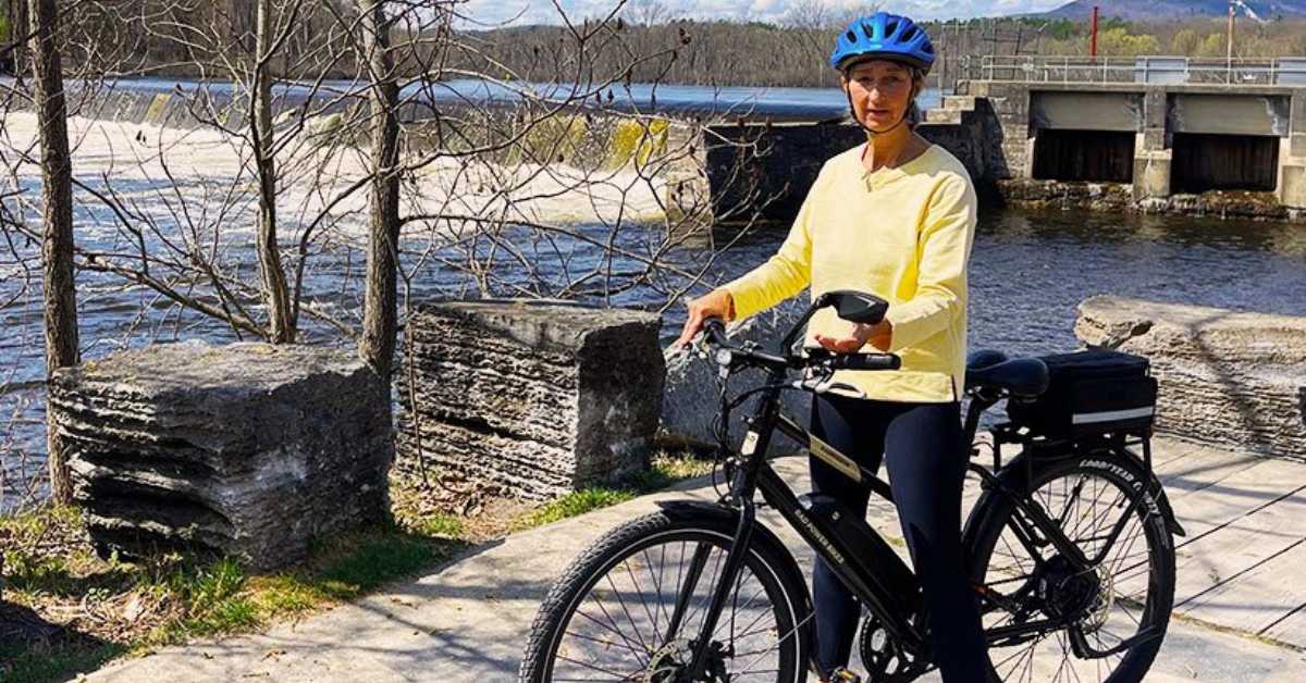 woman on an e-bike