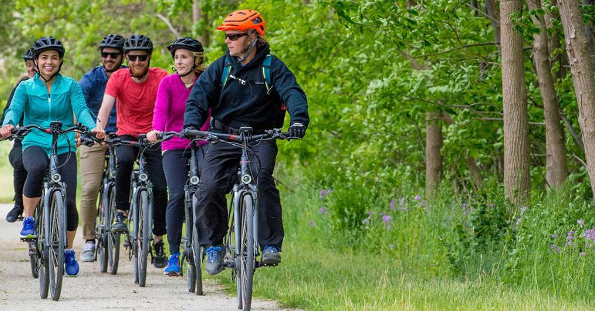 group of people on bikes