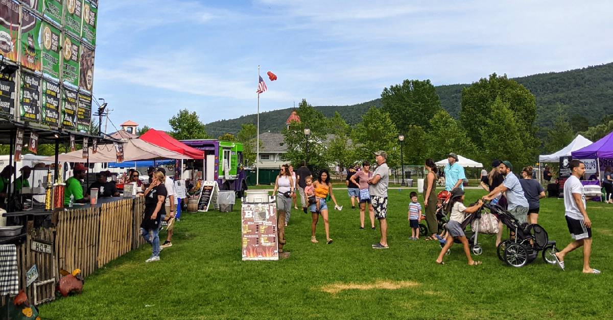people at festival at charles r wood park in lake george