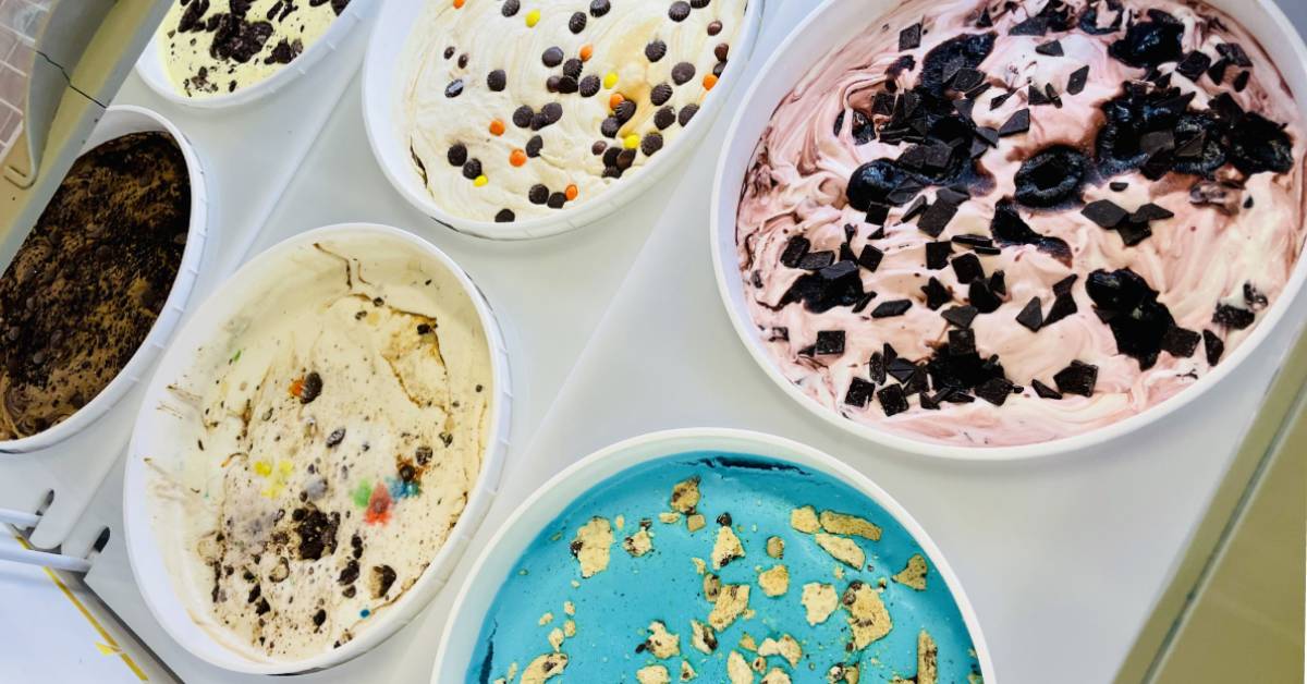 ice cream in tubs