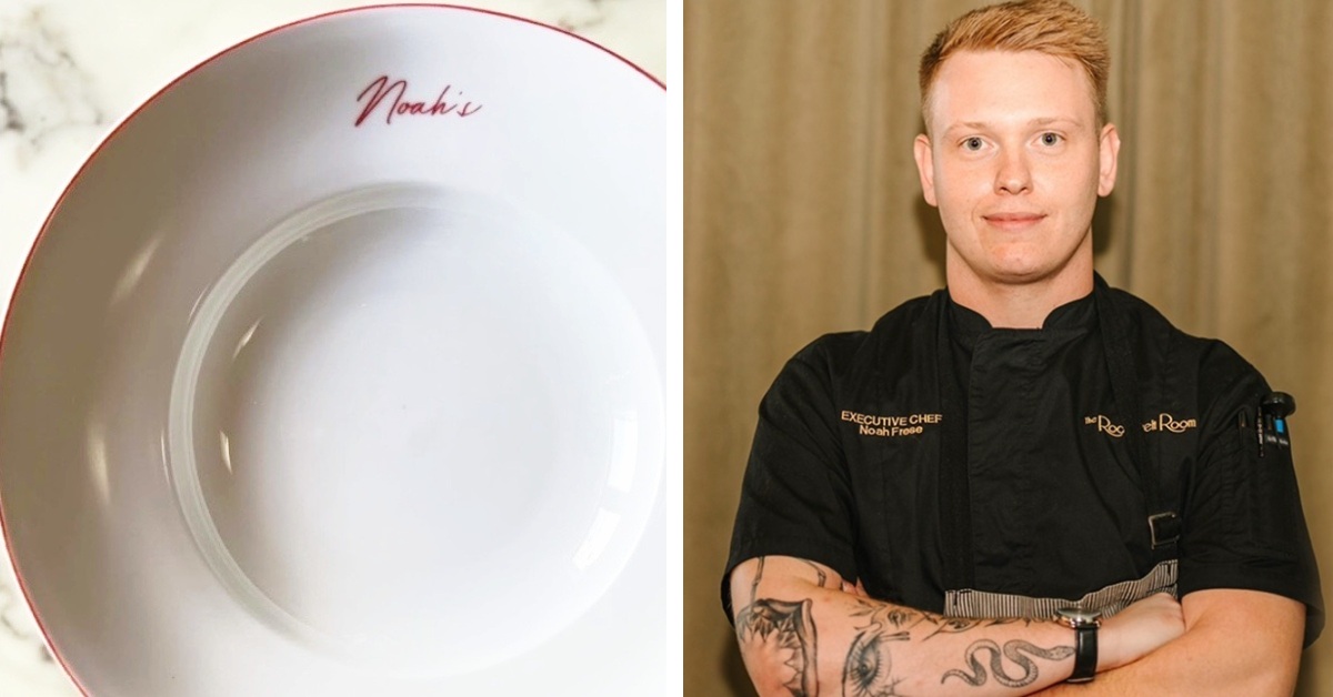 left image of Noah's plate; right image of chef Noah