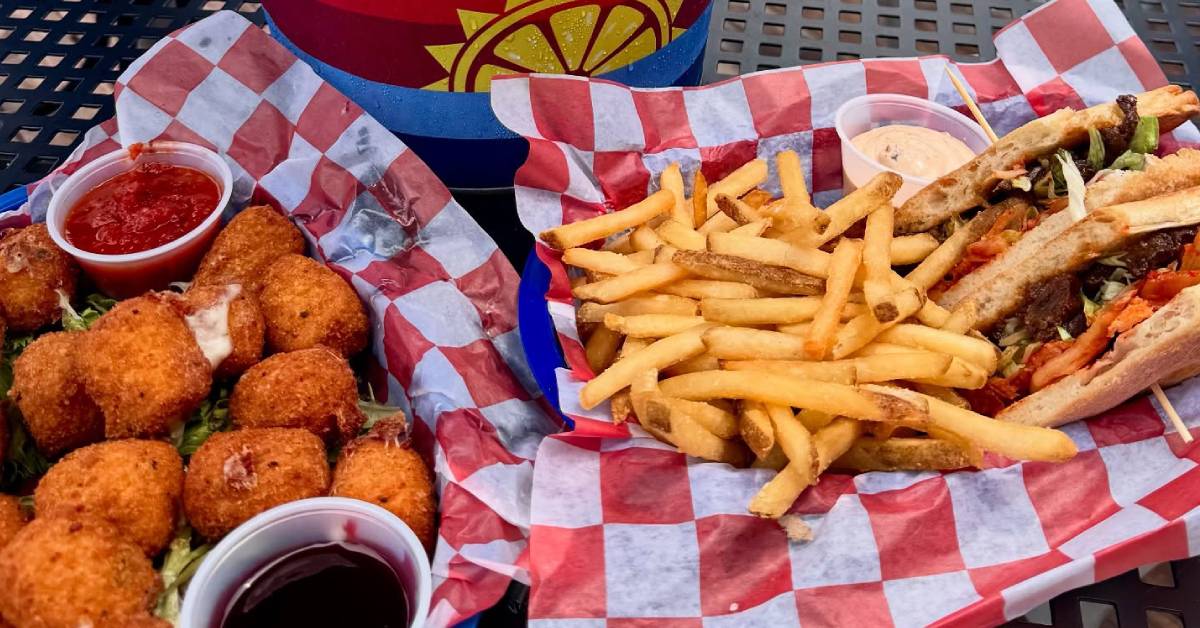 mozz balls and fries and sandwich 
