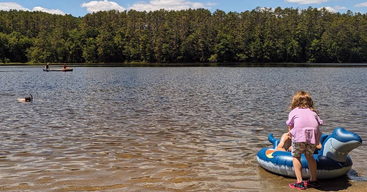 people in water at luzerne state campground