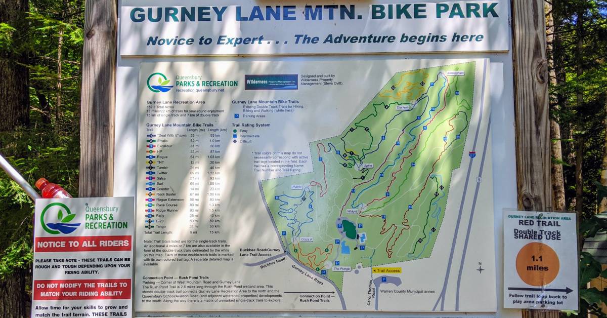 gurney lane bike park sign