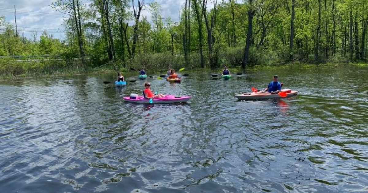 people in kayaks