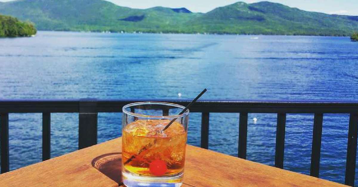 Cocktail by the water from the deck