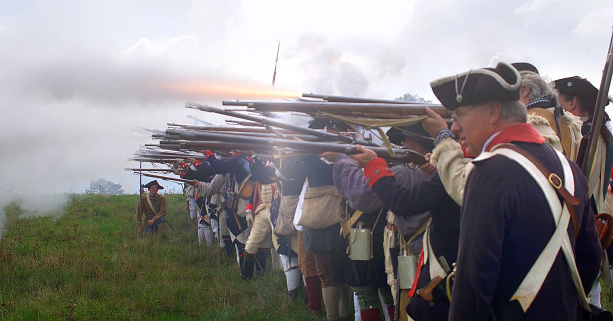 Re-Enactors in Firing Line at Saratoga National Historical Park