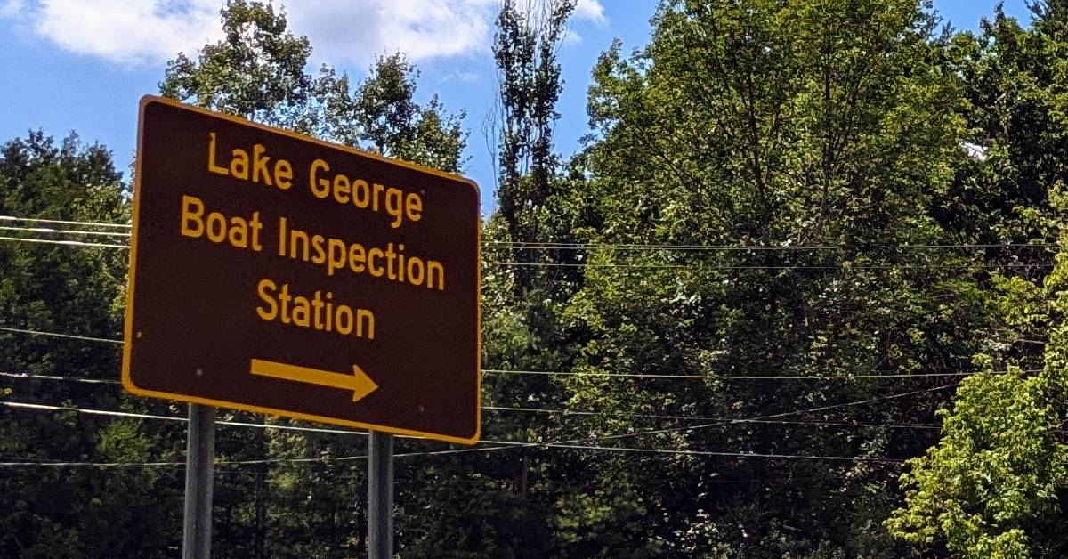 lake george boat inspection station sign