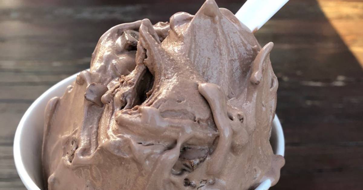 dish of chocolate ice cream