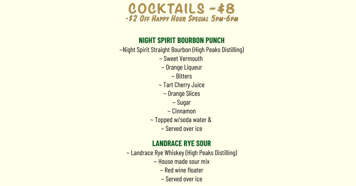 cocktail list