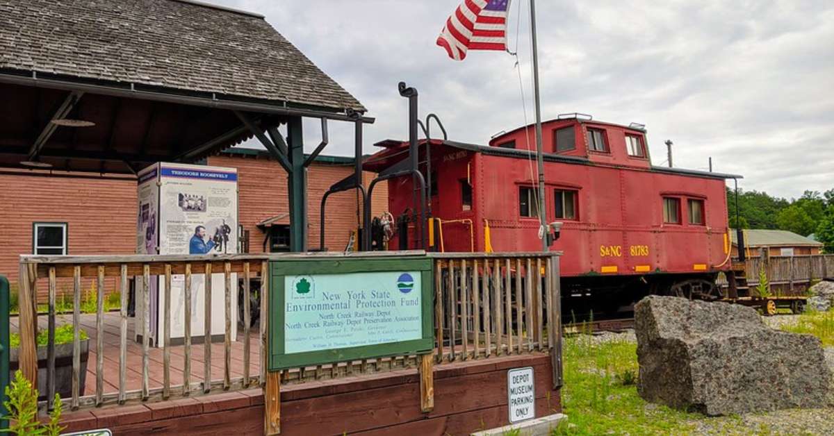 North Creek depot museum and train car