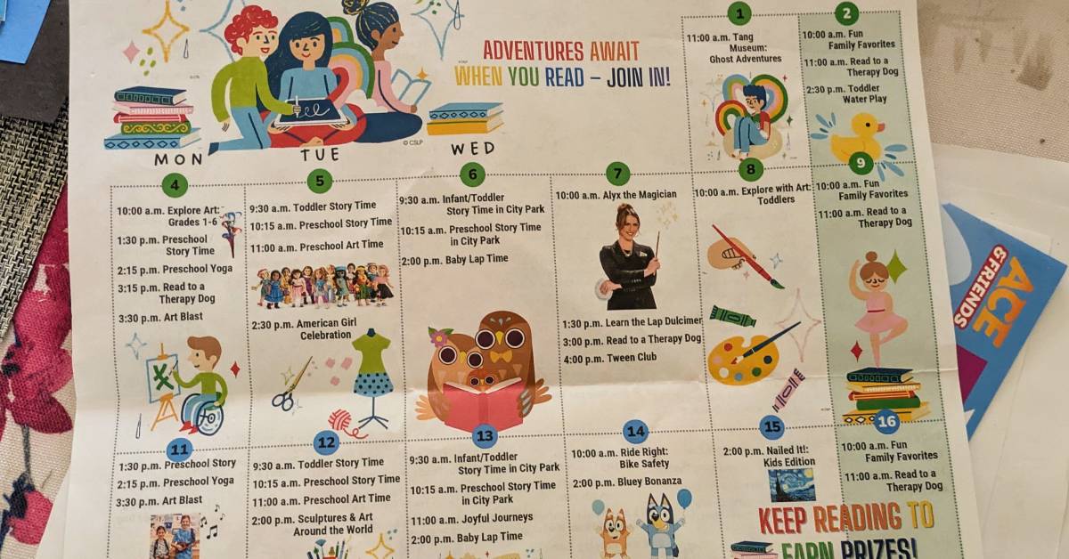 calendar of library kids activities
