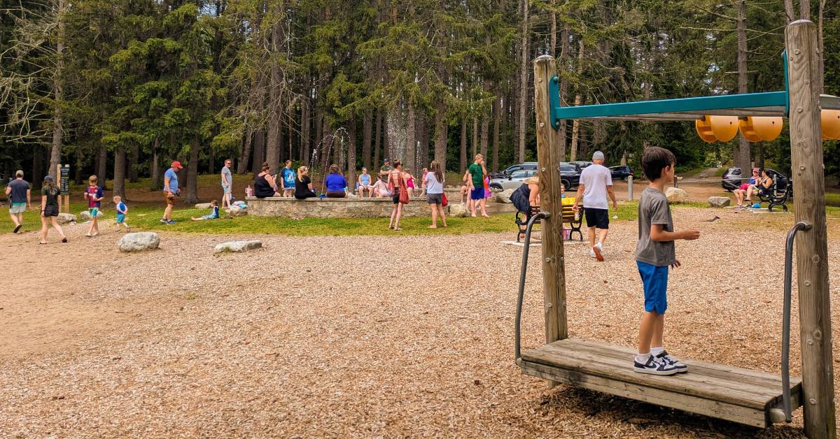 splash pad and part of playground at crandall park