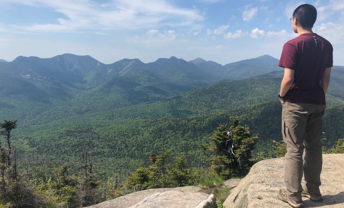 man checking out view of mountains