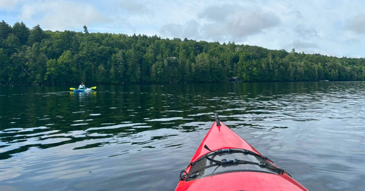two kayakers on lake
