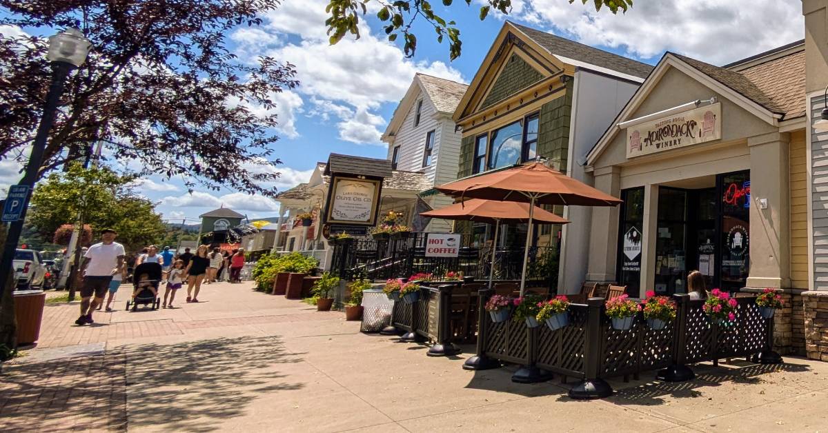lake george street with adirondack winery