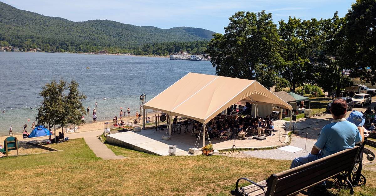 lake george shepard's park and beach with live music